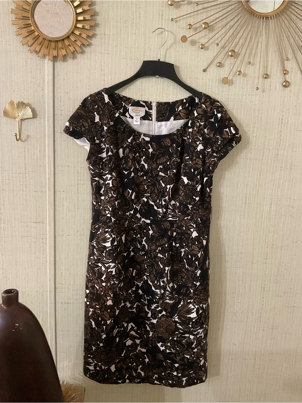 Talbots Cocktail Sheath Party Dress Size 12 Printed Professional